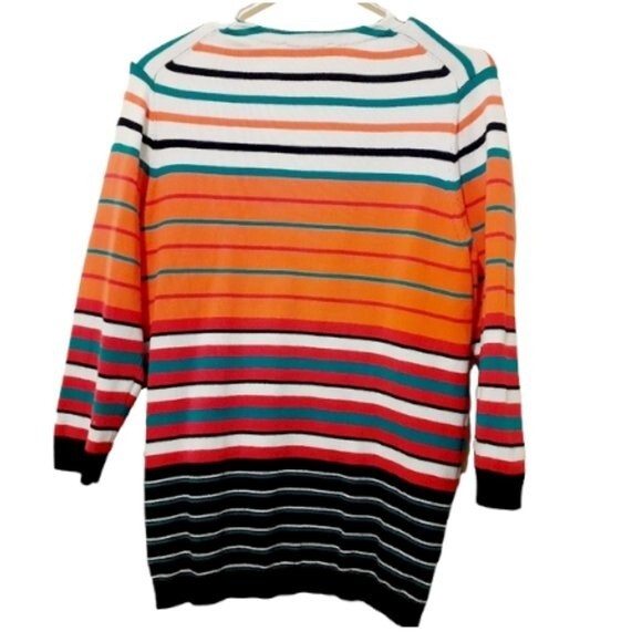 Liz Claiborne New York 100% Cotton Multicolor Button 3/4 Sleeves Cardigan - Picture 3 of 12